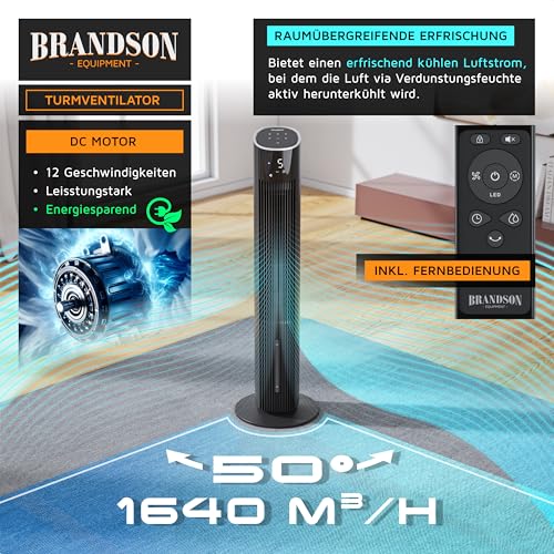 Brandson - Turmventilator mit Wasserkühlung ECO GREEN - sehr leise - Wifi Smart Home/Alexa Sprachsteuerung - Sieger Ventilatoren und Luftkühler 2026 – Klimaanlage mobil - Standventilator – Oszillation 3