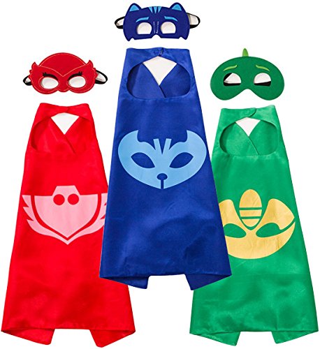 Funhall Costumes and Dress up for Kids - Capes and Masks for Catboy Owlette Gekko Green