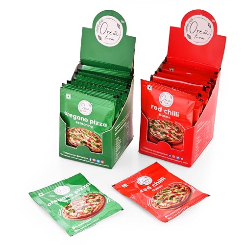 Image of Orea Farm Chilli Flakes and Oregano Combo - 15 x 10g Oregano Pizza Seasoning & 15 x 7g Chilli Flakes Sachets - Perfect for Pizzas, Pastas, and More - Bold Flavor Enhancer for Culinary Delights