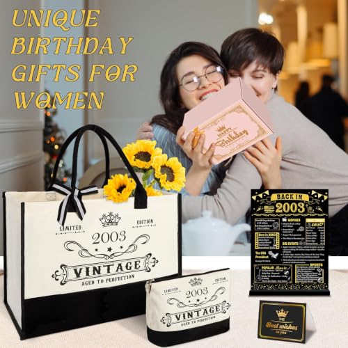 Image of 23rd Birthday Gift for Her-Vintage 2003 Canvas Tote Bag,Makeup Bag,Poster