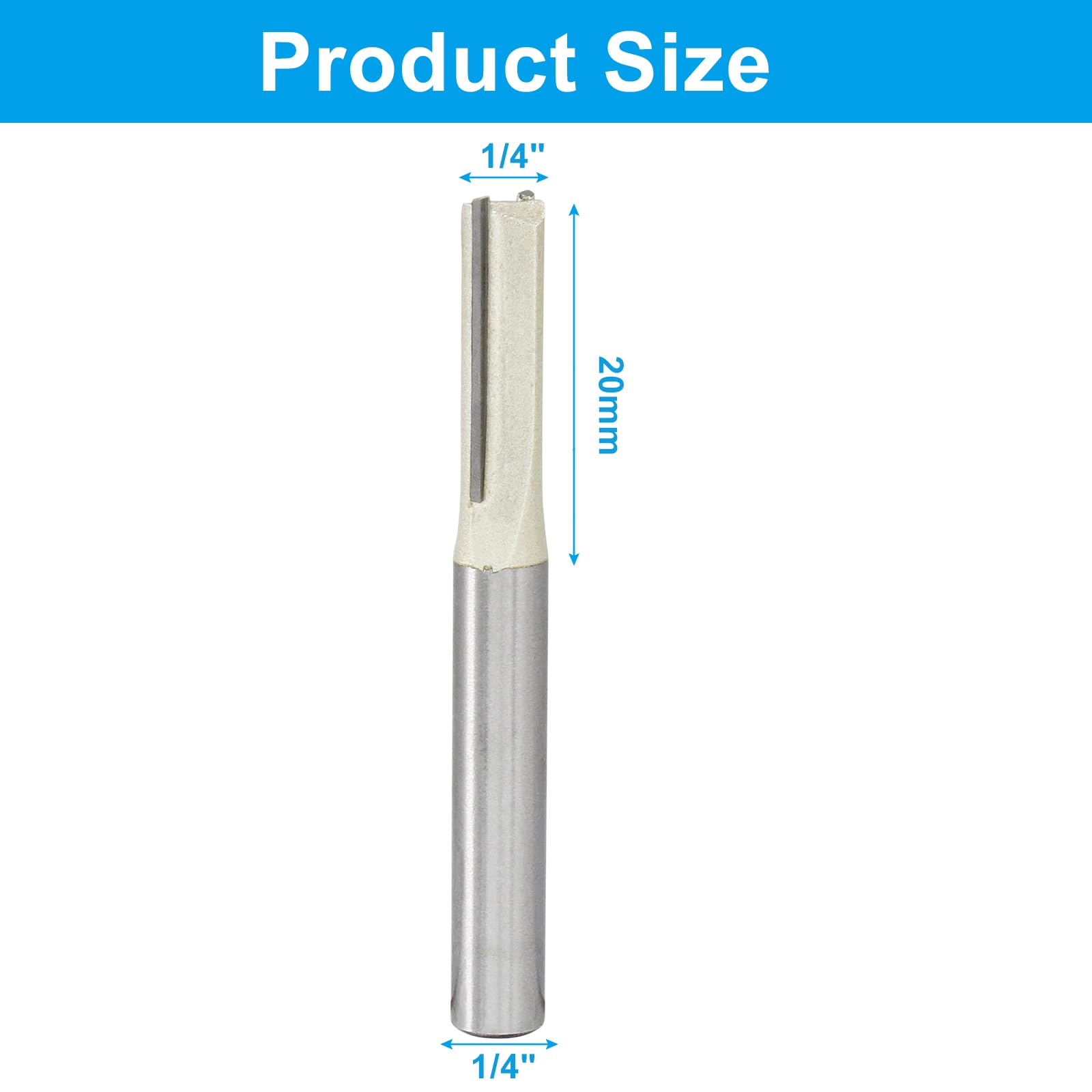 LifCratms 2 Pcs 1/4 Shank, Double Flute Straight Router Bit, 1/4