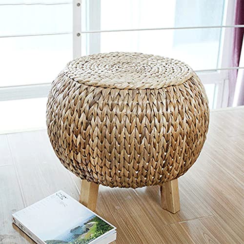 HUALEMEI Rattan Decor Ottoman Outdoor Pouf,Country Creative Footstool Stools Floor Chair Living Room Balcony Office Outdoor-A 38x35cm(15x14inch) (1q5zs-001)