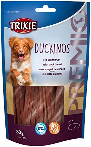 TRIXIE - Premio Duckinos Dog Snack, 80 g, Duck Flavor, Rich in Protein, No Added Sugar and Gluten Free, Ideal for Training and Healthy Rewards
