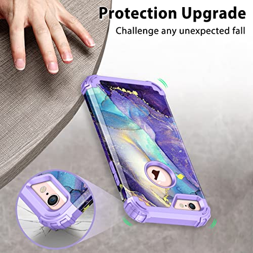 Rancase Compatible With Iphone 6S Case,Iphone 6 Case,Three Layer Heavy Duty Shockproof Protection Hard Plastic Bumper +Soft Silicone Rubber Protective Case For Apple Iphone 6/6S,Purple #TOP4