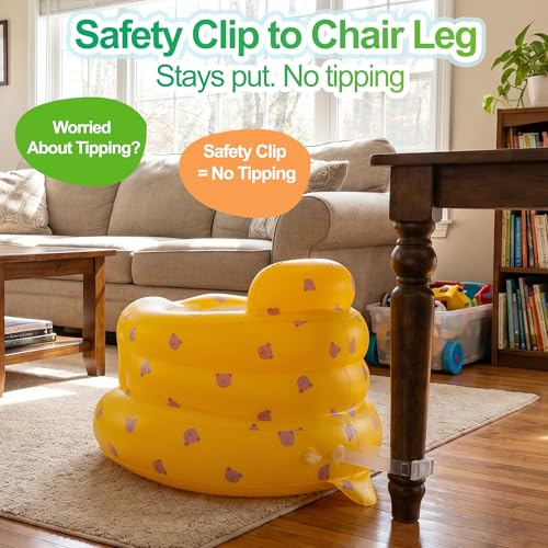 Image of Upgraded Inflatable Baby Seat with Safety Clip to Chair Leg & Front Bumper Anti-Fall Design, Sit Me Up Floor Seat for Baby Chair Sit Me Up, Blow Up Baby Chair for Babies 3-36 Months Built in Air Pump
