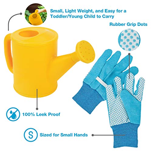 Kids Gardening Tools - Includes Sturdy Tote Bag, Watering Can, Gloves, Shovels, Rake, Stakes, and a Delightful Children's Book How to Garden Tale - Kids Garden Tool Set for Toddler Age on up.