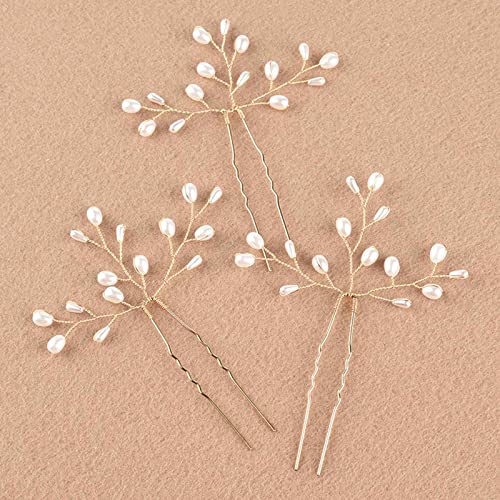 Wendalern Wedding Hair Pins Barrette Pearl Cultured Pearl Gold Barrette for Bride Women and Girls (1Pcs) - Image 4