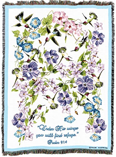 Pure Country Weavers Hummingbird Blanket By Elena Vladykina - Scriptures - Psalm 91:4 - Religious Gift Tapestry Throw Woven From Cotton - Made In The Usa (72X54) #TOP3
