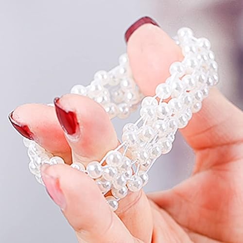 Miniatura 5 de Coletero para coletero, 2 piezas de ligas elásticas para el cabello, perlas, bandas elásticas para el cabello con perlas, coleteros para mujeres y
