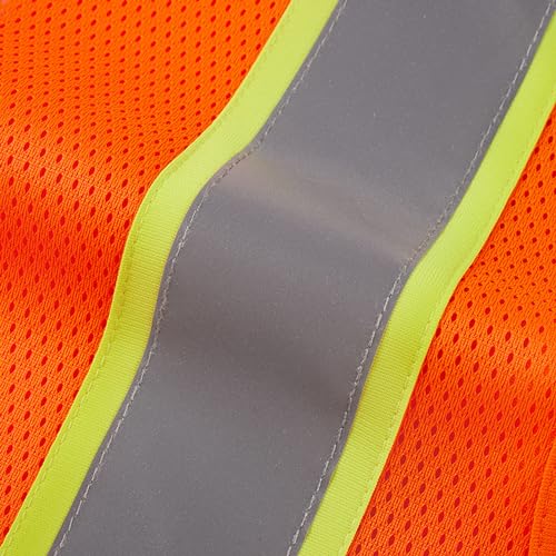SV2400, ANSI/ISEA Class 2, Safety Tricot/Mesh Vest, Reflective w/Yellow binding, Zipper, Pockets, Neon Orange3