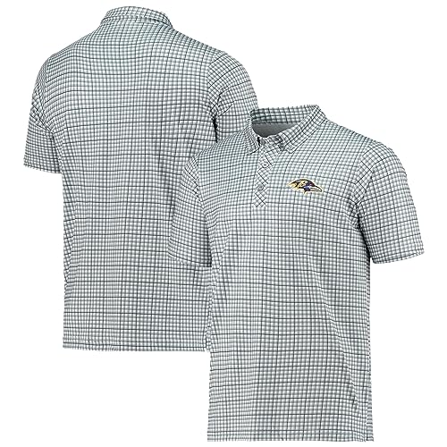 Antigua Men's Gray/Black Baltimore Ravens Deliver Button-Down Polo