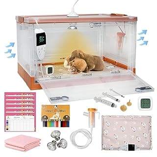 SQUARECIRCLE Puppy Incubator with Nebulization Accessory, Pet Incubator with Mat and Lamp, Dog Incubator for Newborn Puppies & Kittens