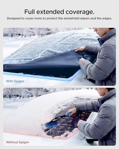 Spigen Magnetic Windshield Protector Cover for Cars – Shields Leaves, Pollen, Sap with Full Windshield Coverage, Waterproof Foldable Summer Sun Visor, Fits Tesla Model Y Juniper & 3 Highland - image 5