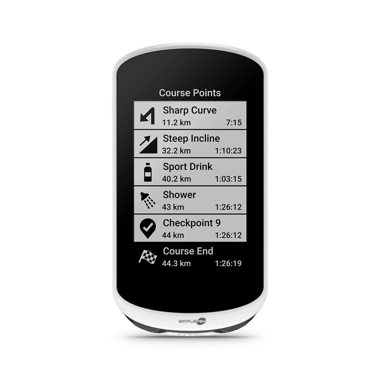 SIMPLETEK - Ciclocomputer Gps Lcd 3" Con Supporto Alimentato Continuo | mappe integrate, altimetro barometrico, IPX7, 240 x 400 pixel, autonomia 16 h, memoria 16 GB, Bluetooth, ANT+, LiveTrack