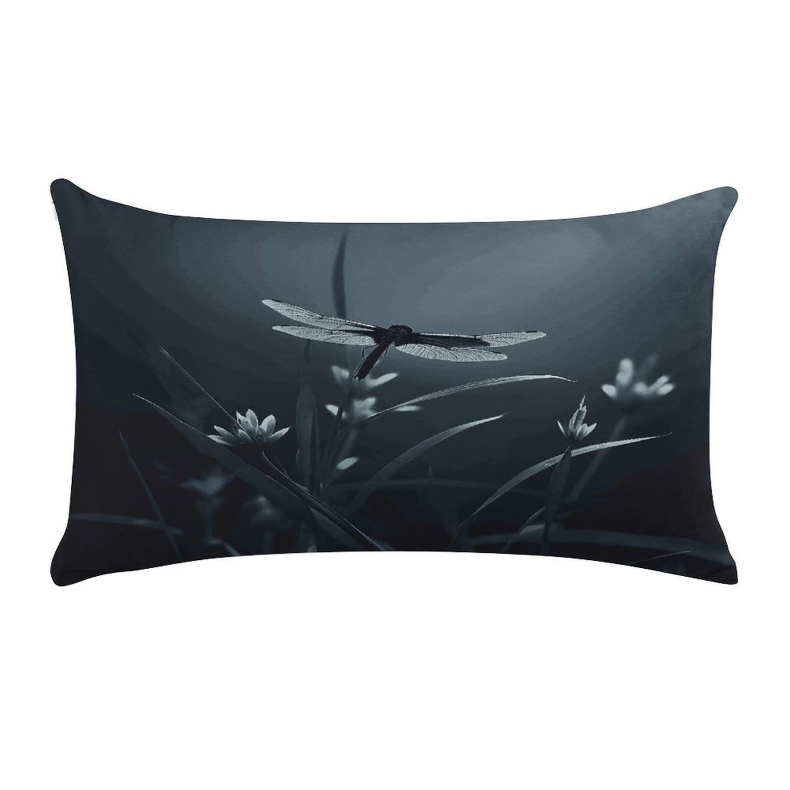 Dragonfly Silhouette Pillow Cover Super Soft Pillowcase Luxury Cozy Fuzzy Velvet Pillow Shams Breathable Standard Pillow Cases with Zipper Wrinkle-Free Pillow Cover 12 "×20 "