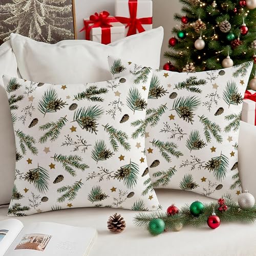 Vorysum Grün Winter Weihnachten Kissenbezug 40x40 cm 2er Set Samt...