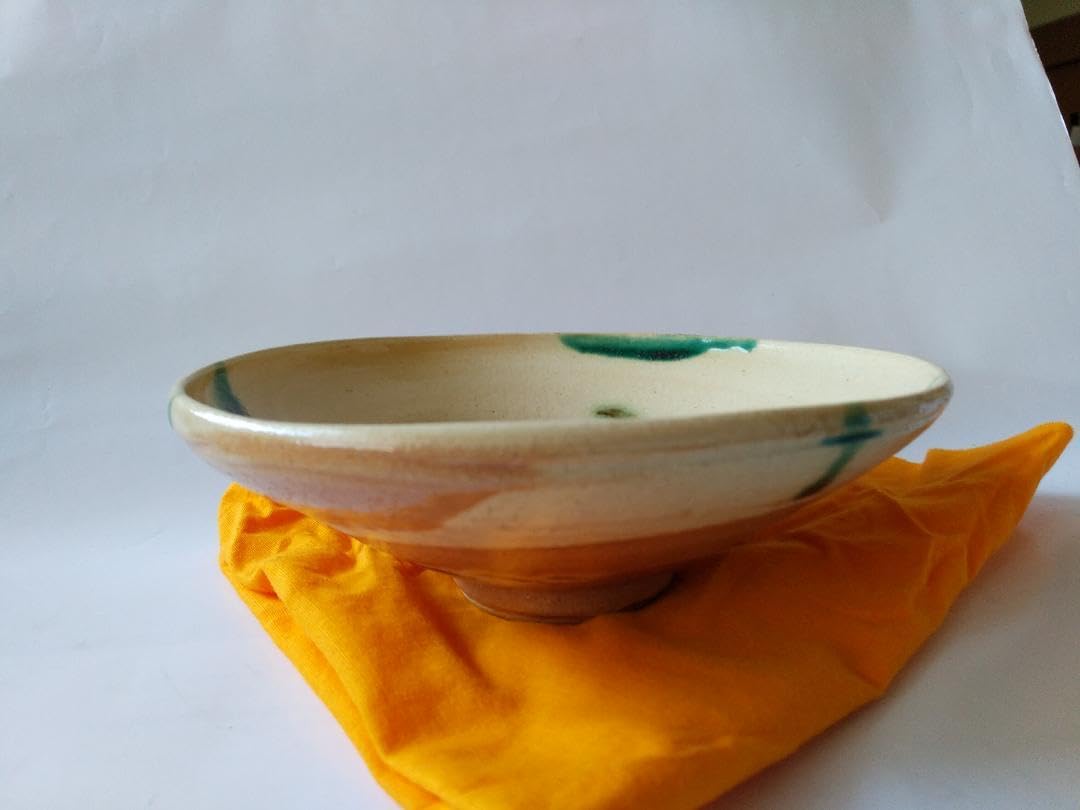 Amazon.co.jp: 弥七田織部 茶碗 桃山窯 林英仁 作 共箱 栞 茶道具 抹茶  