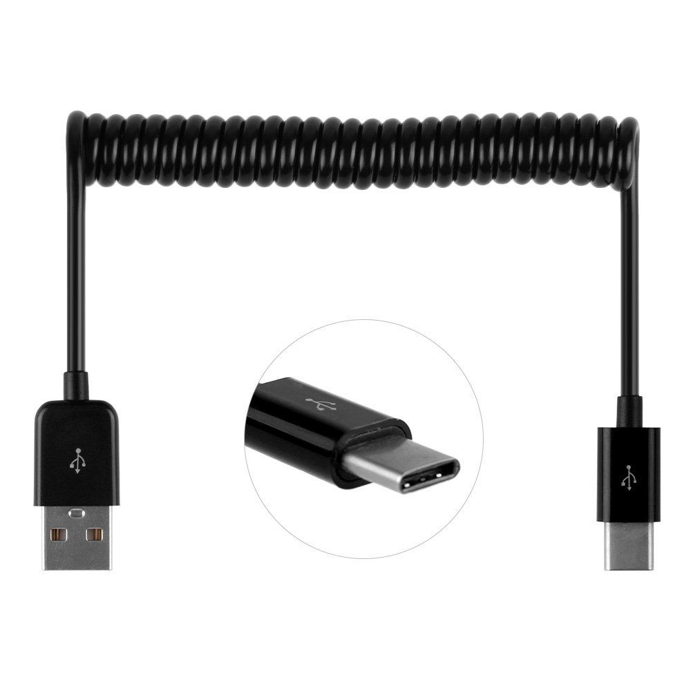 JSER 3ft Spring Spiral USB-C USB 3.1 Type C to USB Data Cable FOr MacBook Newest Design