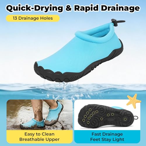 Image of Mishansha Kids Water Shoes Quick-Dry Wide Toe Box Non-Slip Barefoot Shoes Beach Pool Swim Shoes