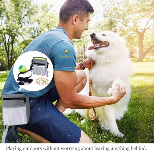 Techchii Leckerlitasche für Hunde, Leckerlibeutel für Hunde 3 Tragevarianten, Leckerli Beutel Futterbeutel Hundetraining mit Mehreren Taschen, Kotbeutelspender & Handyfach, für Spaziergänge, Training