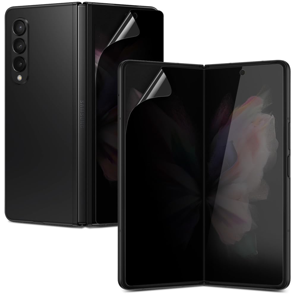 DIACUBE [2+2 Pack] For Samsung Galaxy Z Fold 3 Privacy Anti-Spy Screen Protector, 2 pcs Inside + 2 pcs Front Premium Flexible EPU Hybrid Film,