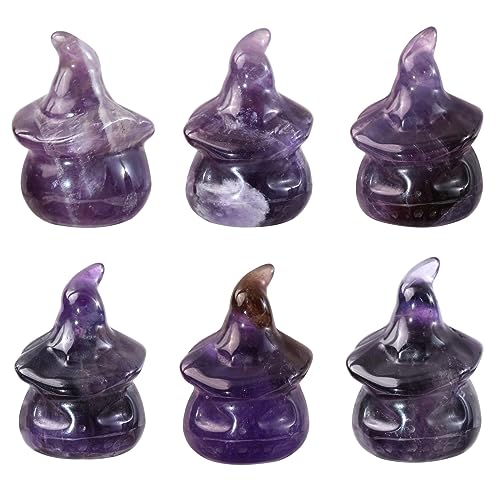 mookaitedecor Set of 2 Mini Purple Amethyst Halloween Crystal Ghost Pumpkin Figurine Witch Decorations & Micro Landscape Ornament - Image 3