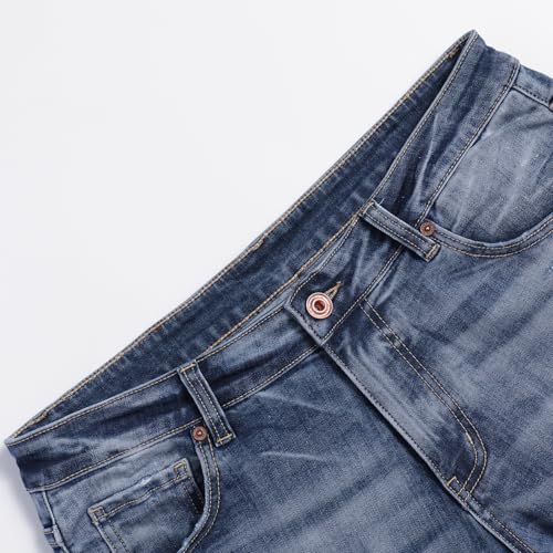 Men's Casual Jeans Mild Waist Classic Slim Fit Stretchable Denim Pants Featuring Whiskers Monkey Wash3
