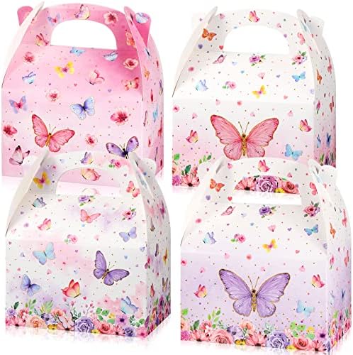 Pajean 12 Pack Butterfly Party Favors Box Butterfly Birthday Party Candy Boxes Butterfly Goodie Paper Box for Butterfly Birthday Party Baby Shower Engagement Bridal Shower Party Supplies Decoration