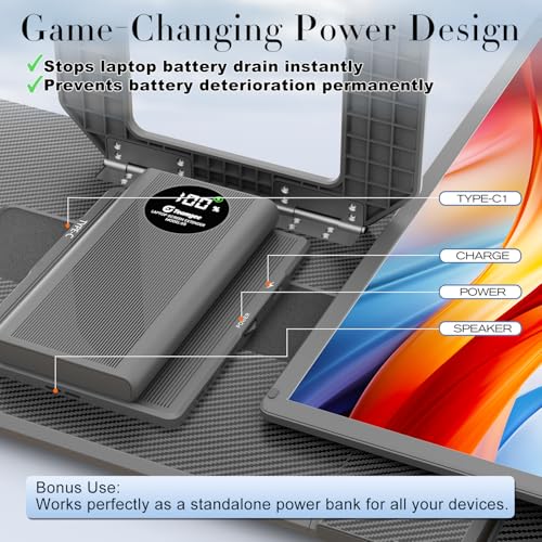 Image of Teamgee 15.6 inch Laptop Screen Extender with Power Bank, FHD 1080P IPS Triple Monitor, HDMI /USB /Hub Plug-Play Display, Fits 13-17 inch Laptops (Mac /Windows /Android), Ideal for Home Office /Small Business