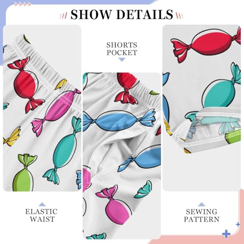 ZZXXB Colorful Candy Pattern Boys Long Pants Soft Trousers Elastic Waist Kids Lounge Bottoms with Pockets S-XL4