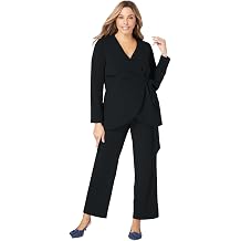 Jessica London 2-Piece Faux Wrap Pantsuit | Womens Plus Size