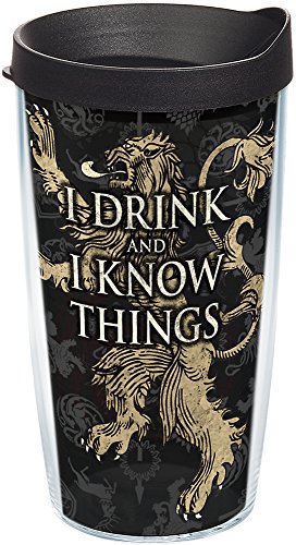 Tervis 1241674 HBO Game of Thrones - House Lannister Insulated Travel Tumbler with Wrap & Lid, 16 oz - Tritan, Clear