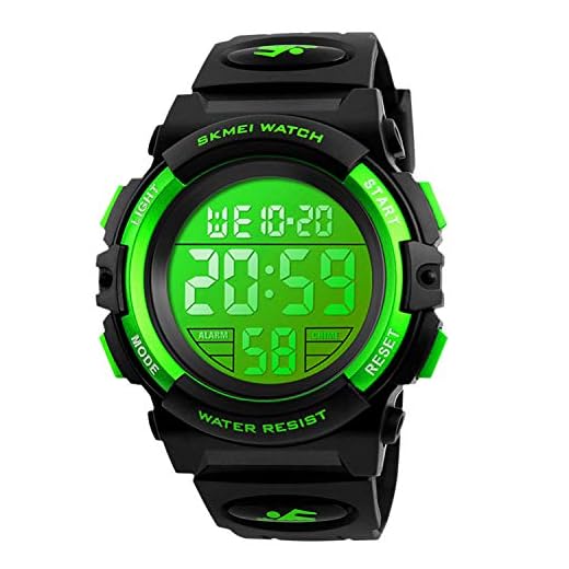 Kids Digital Watches Boys 4-12, Kids Green Digital Sports Waterproof Outdoor Analog Electronic Watches with Alarm Stopwatch, Children Birthday Presents Gifts Toys for Age 4-12 Year Old Boys Girls