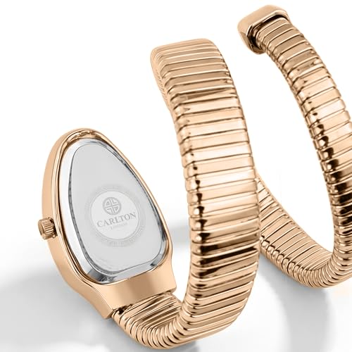 Image of Carlton London Embrace Analog Watch for Women, Snake Design Bracelet, 34.5 mm Dial, Quartz Movement, 30M Water Resistant