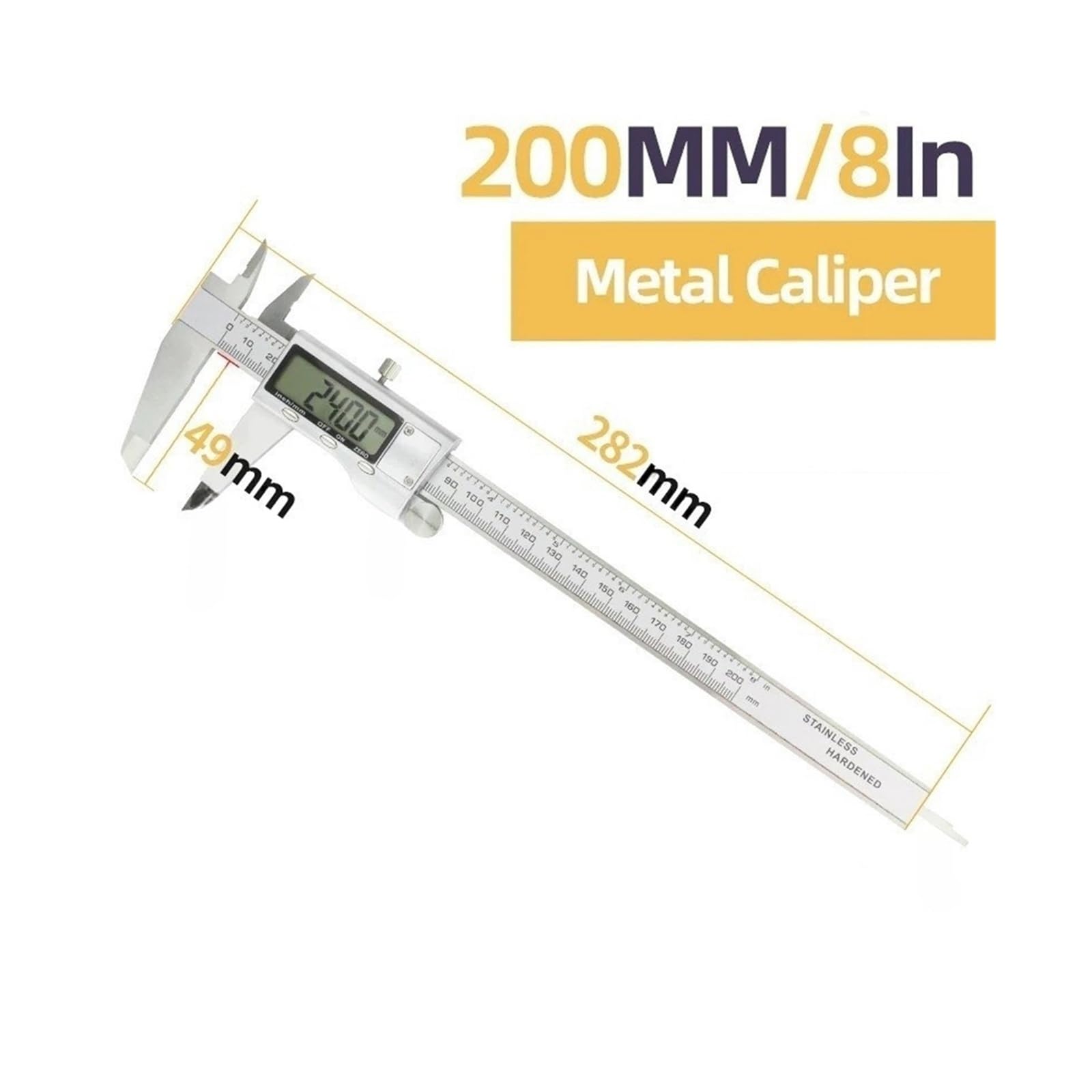 Suwmiarka cyfrowa ze stali nierdzewnej, cyfrowy pachymetr, cyfrowy mikrometr, suwmiarka, metalowy miernik, narzędzia pomiarowe (Box Metal Caliper 2)