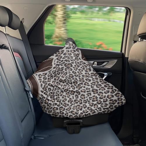 Image of Leopard Print Bow Car Seat Cover Baby Breathable Nursing Covers