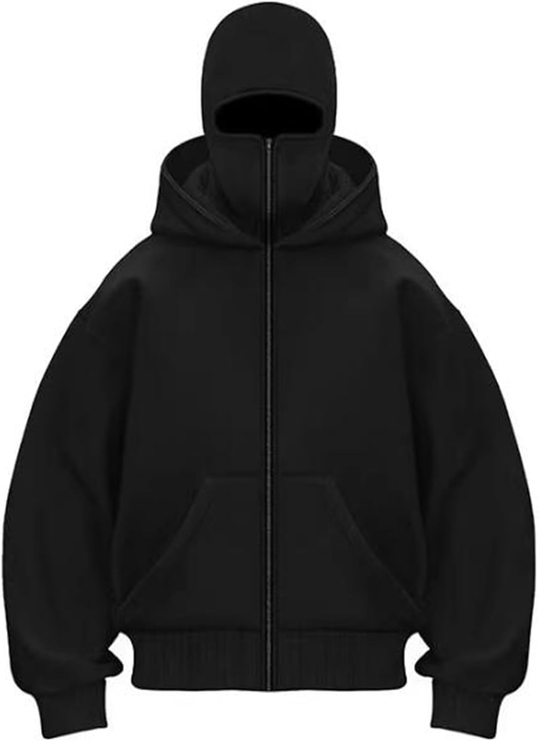 Men's Winter Double Hoodie Sweatshirt with Zip and Pocket Windproof Warm Sports Jacket Men Casual Hooded Coat