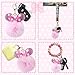 Sunwel Fashion Cute Pom Pom Ball Keychain- Mouse Ears & Polka-dot Bow Fluffy 2 Pack Fur Ball Keyring Charm for Handbag Backpack (pink/pink)
