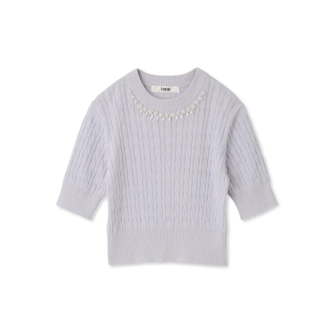 ★新品　カシュクールポンチョ　ふわふわ♡ケーブルニット❤︎ラビットファー　F ☆新品 カシュクールポンチョ ふわふわ♡ケーブルニット