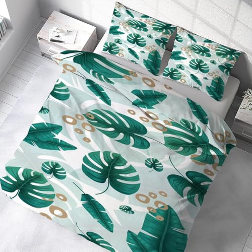 Housse de couette 200x200 vert feuille de tortue microfibre