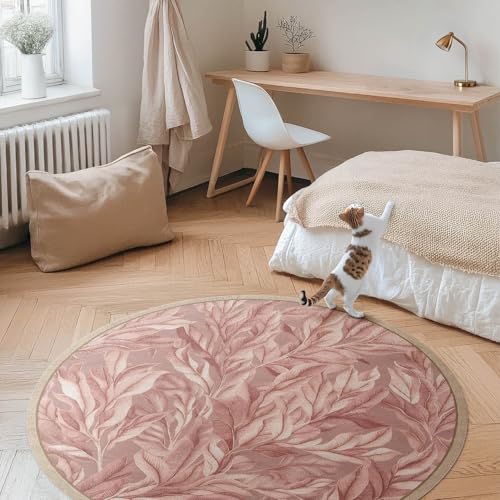 Tapis vinyle maison deco feuilles pastel pour salon et chambre
