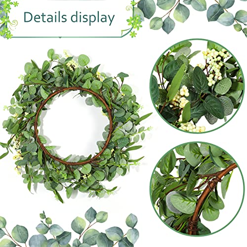 Green Eucalyptus Farmhouse Wreath, 20 Inch, For Front Door Spring Wreath Artificial Eucalyptus Berry Wreath Indoor Wreaths Front Porch Decor For Door Wall Decor (Fresh Style) #TOP2