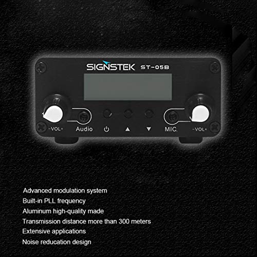 Signstek ST-05B FM Transmitter for Church, Dual Mode Long Range Stereo Broadcast with Antenna, Black
