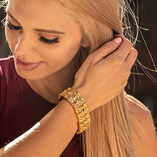 Image of LIFETIME JEWELRY 23mm Gold Nugget Bracelet Men & Women - Thick Real 24K Gold Plated Bracelet - Heavy Chunky Statement Bracelet with Lifetime Replacement
