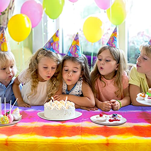 2 Pieces Tie Dye Tablecloth Plastic Tie Dye Theme Table Cover Rainbow Table Cover Rectangle Colorful Table Cover For Tie Dye Kitchen Family Dining Room Birthday Party Decoration (86.6 X 51.2 Inch) #TOP3