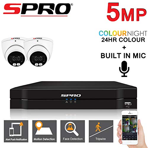 Überwachungssystem, 5 MP, 4-Kanal-DVR, Farbe bei Nacht, 2 x Kameras, Weiß