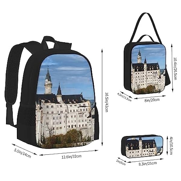 OPSREY Historische Monumenten Van Armenië Print Rugzak Grote Capaciteit Casual Dagrugzak Met Lunchtas En Etui 3 In 1 Voor Vrouwen Mannen, Zwart, Eén maat