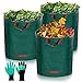 JOYBOY 3xSacchi da giardinaggio Professional 300L,Sacchi per rifiuti da giardino,Robusto Antistrappo,e riutilizzabili Borsa da Giardino,impermeabili 1 Paio di Guanti da Giardinaggio