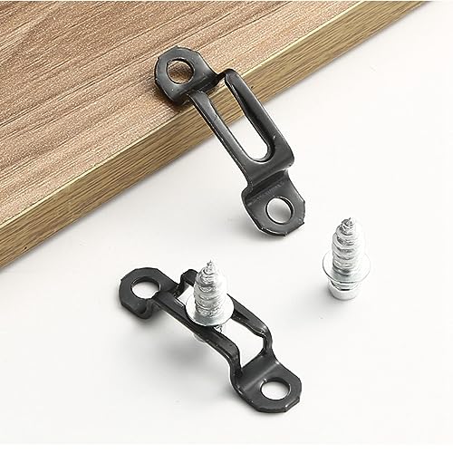 Image of 100x Invisible Connector Screw Fasteners, Hidden Connectors, Steel Furniture Concealed Connector with Screws for Home Kitchen, Black, Half