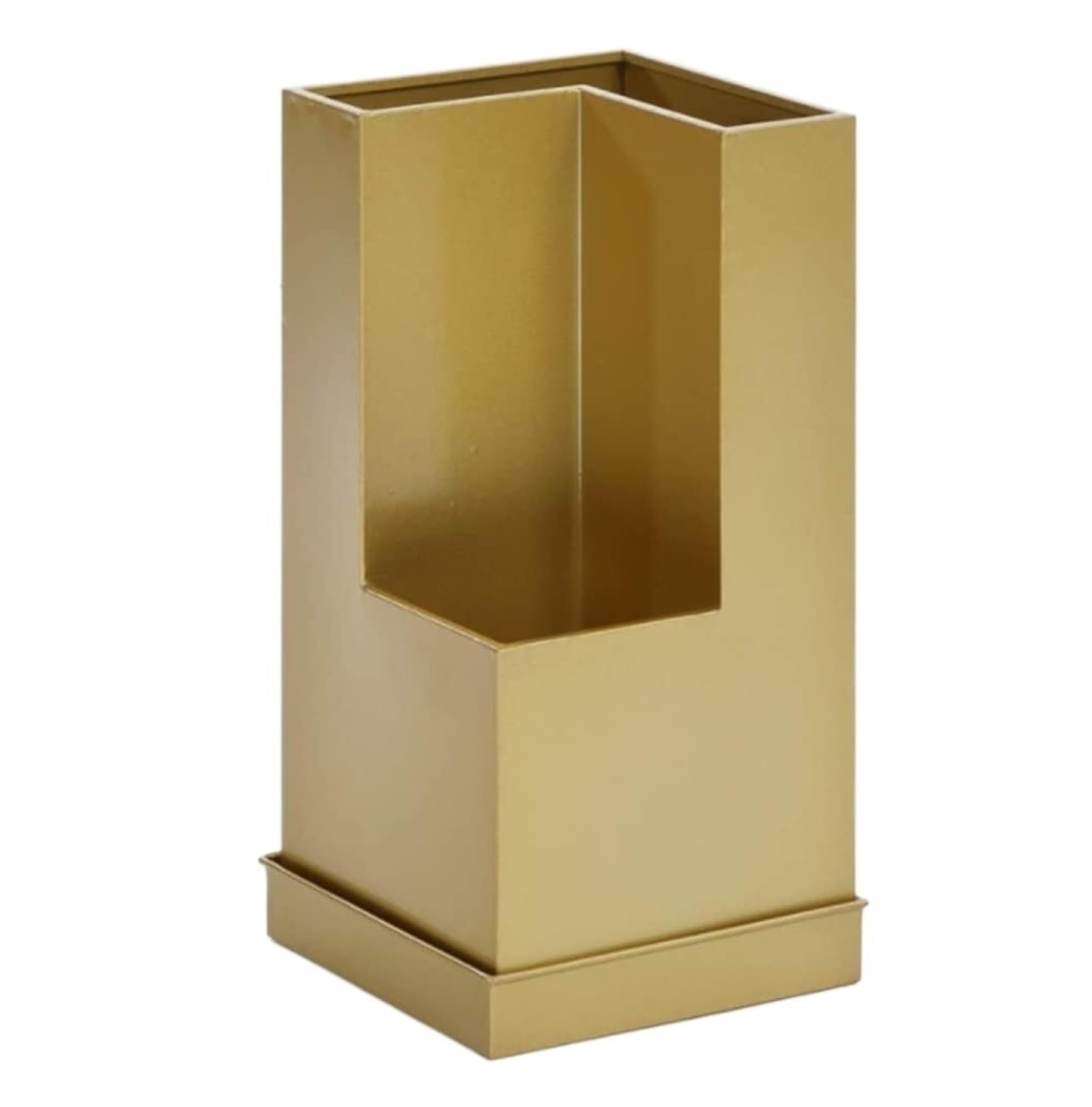 BHFPFZA Creative Home Umbrella Stand Double Bucket Holder for Hotel Restaurant and Supermarket Gold Umbrella Rack with Drainage for Porch